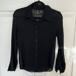Sheer black blouse, size L